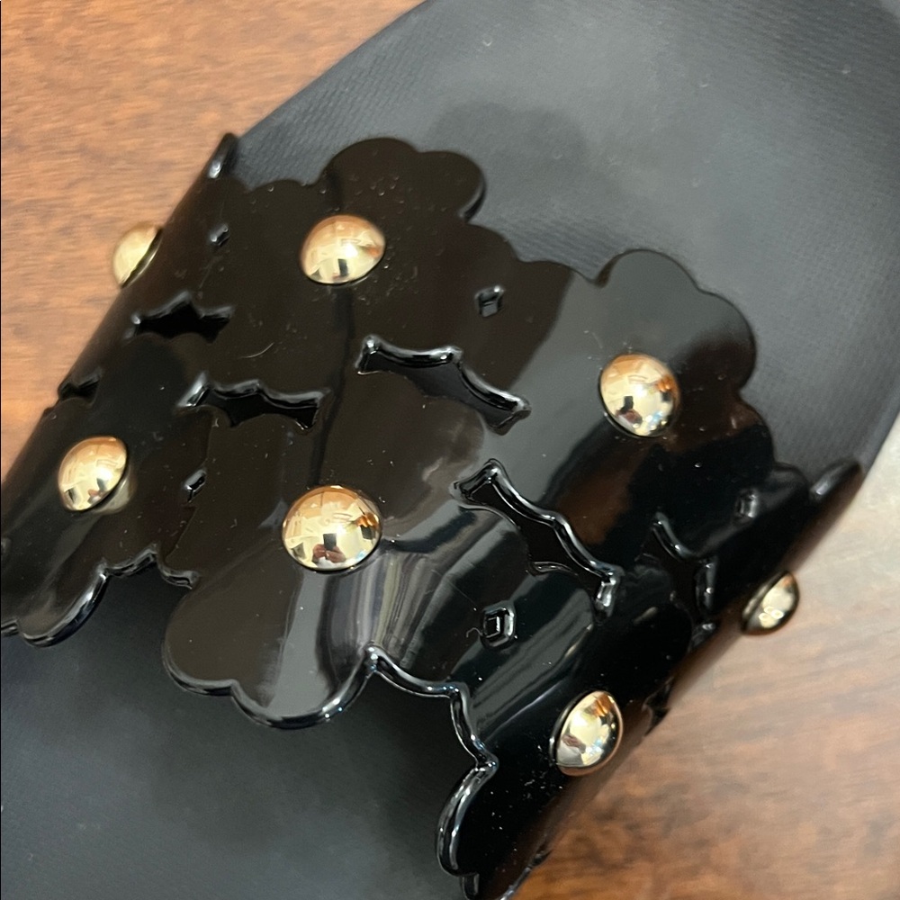 Kate Spade Black Daisy Pool Slide - Picture 2 of 4